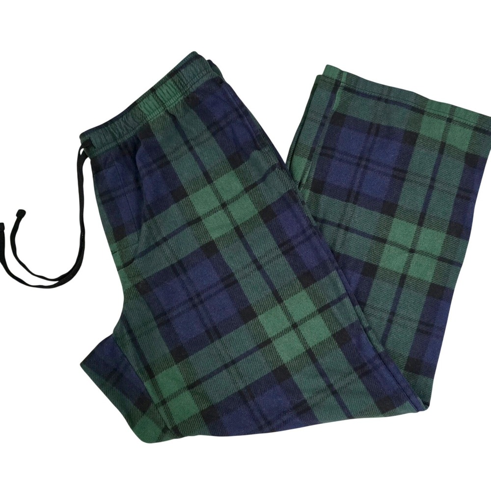 Croft & Barrow Mens Size L Plaid Fleece Pajama Pants Loungewear Pockets